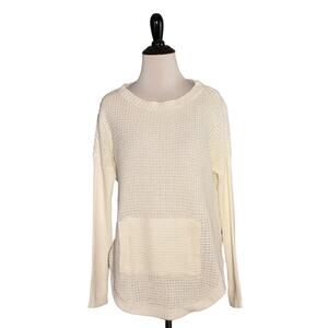 VINCE‎ CAMUTO NEW $89 Knit Waffle Texture Pull-Over Sweater Antique White XXS